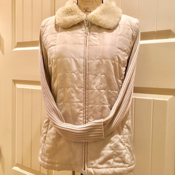 By Design Winter Tan Beige Fur Puffer Sweater Vest - Picture 5 of 8